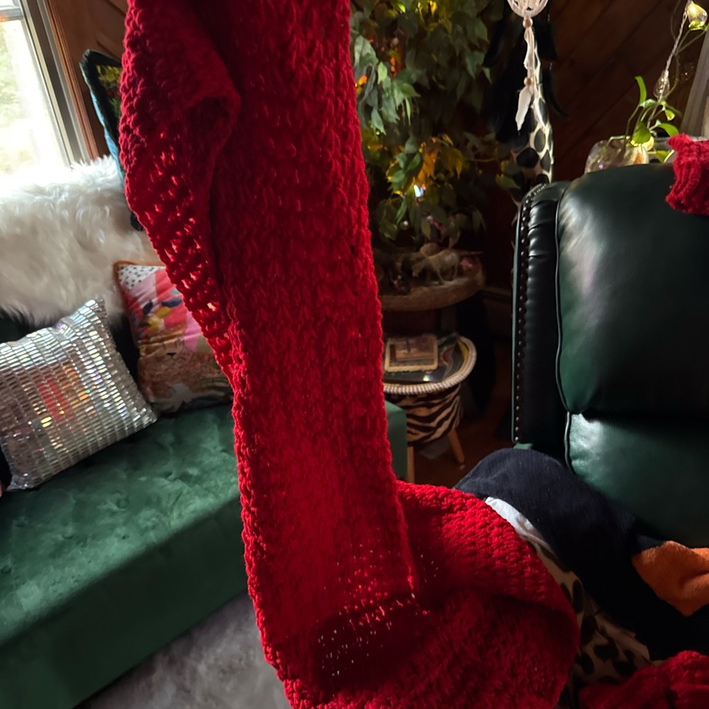 Vibrant Red Knit Scarf